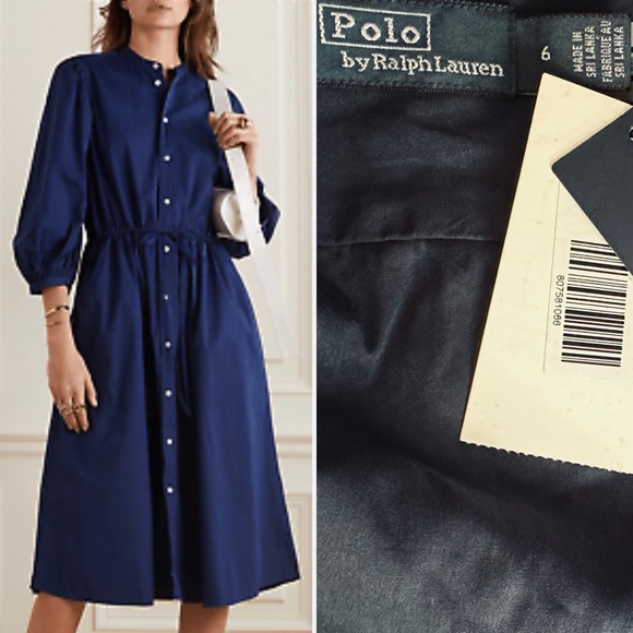 Cotton Broadcloth Dress
Polo Ralph Lauren shirt Dress Size 6 Navy Blue - Picture 9 of 9